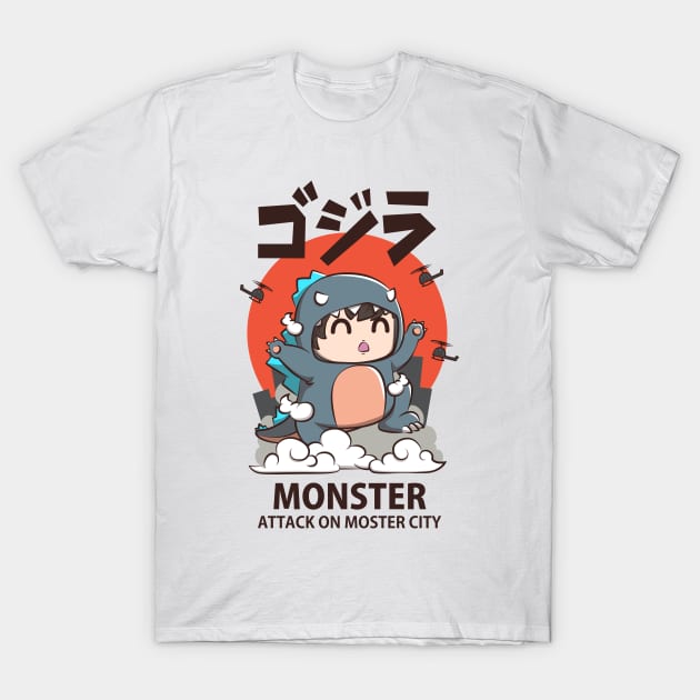 Monster attack city cute T-Shirt by Pixel Poetry